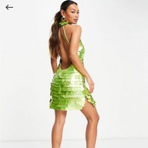 ASOS size 6 Green Sequin Disco Dress.